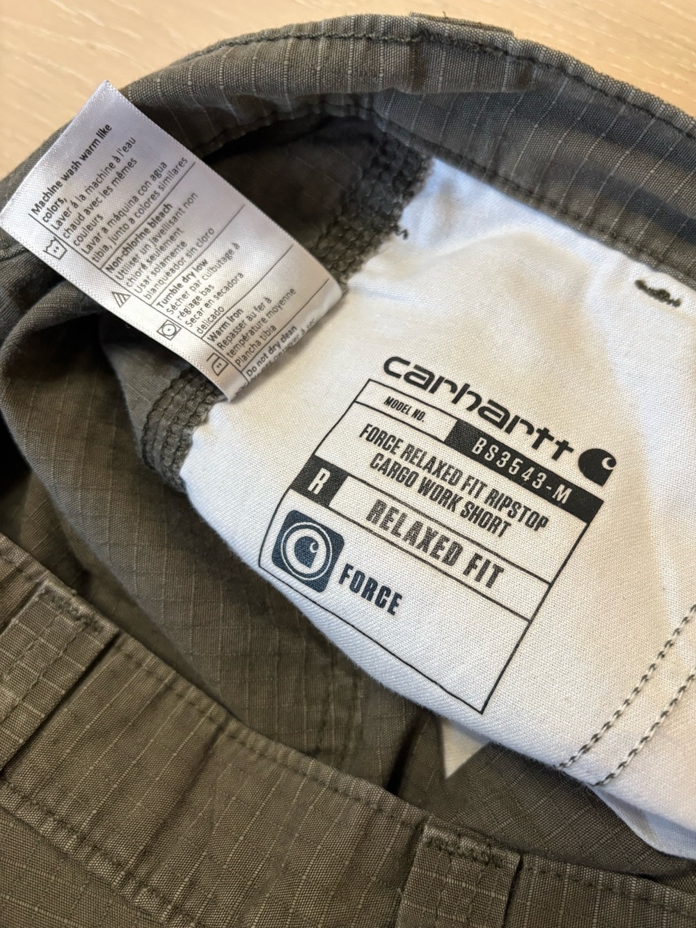 CARHARTT FORCE® RELAXED FIT RIPSTOP CARGO WORK SHORT Green men’s 33 - Picture 5 of 9